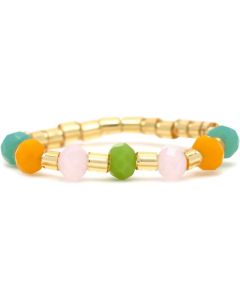 Pura Vida Mixed Seed Bead Gold Stretch Ring