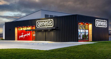 Genesis Storefront at sunsent